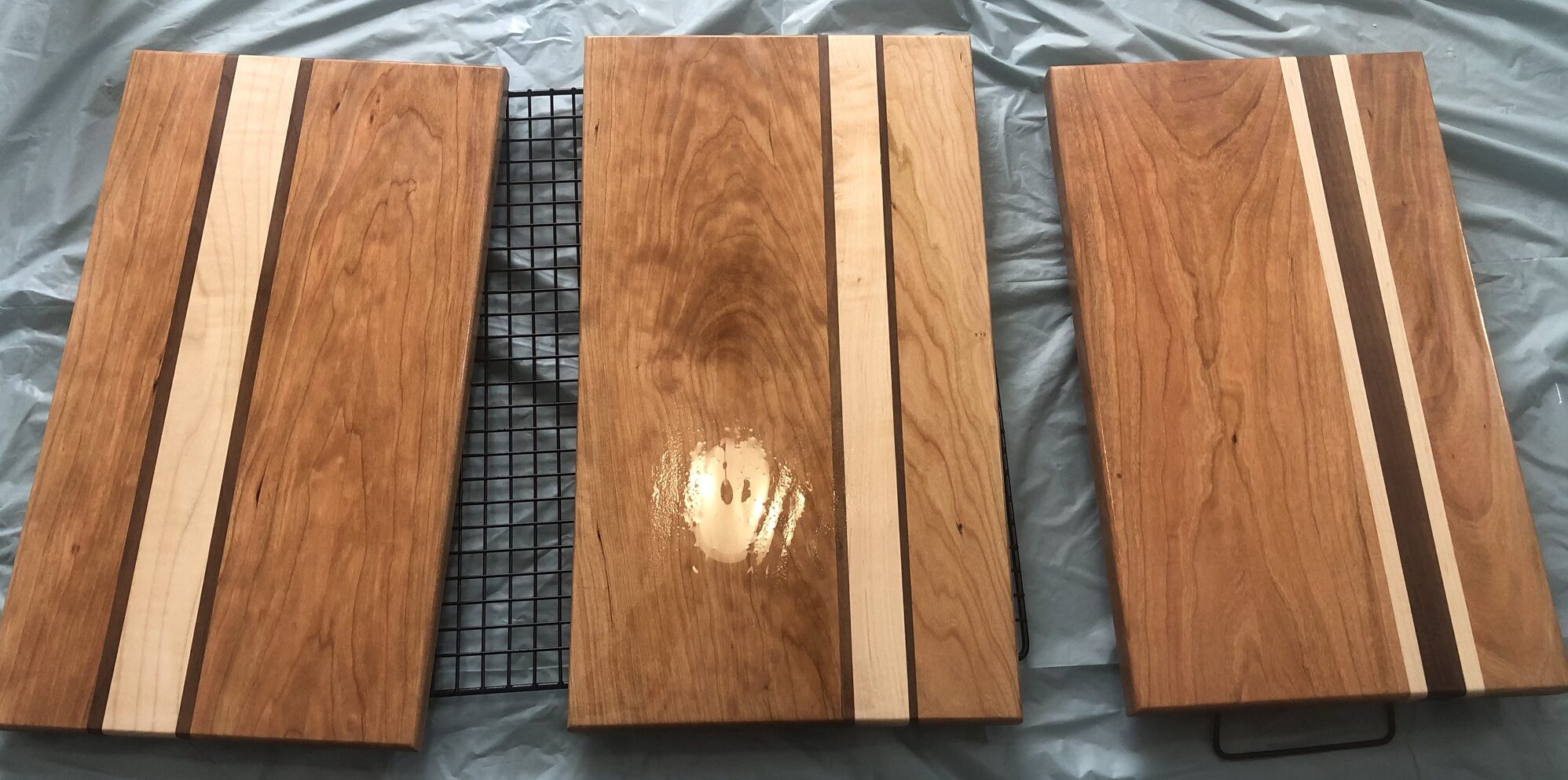 Cutting boards being finished